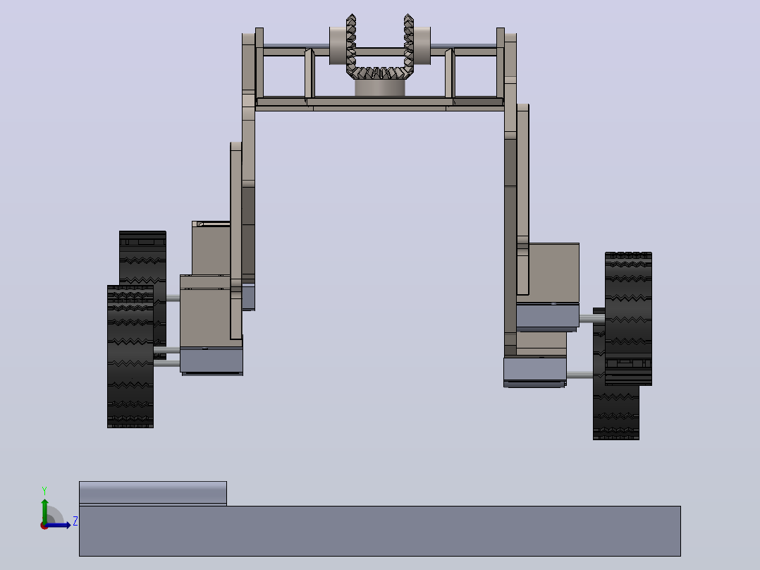 带摇臂转向架悬架系统的火星车左视图