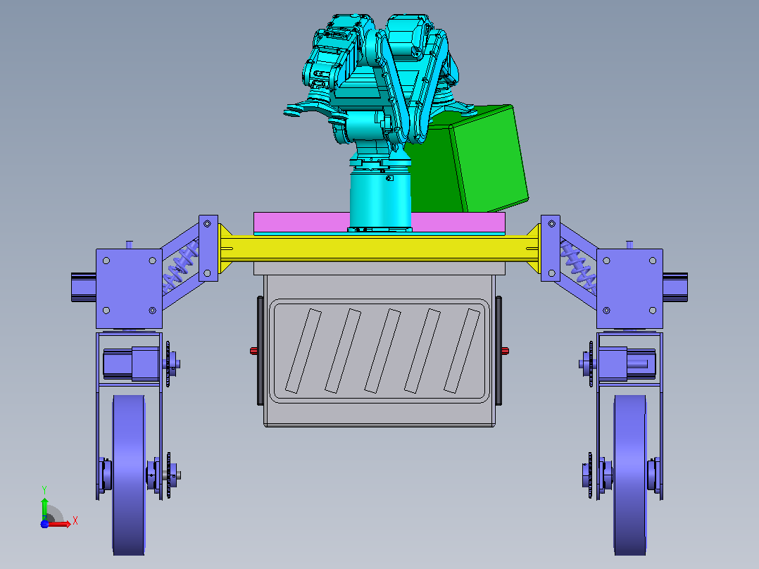 仓库货物搬运智能小车solidworks2022建模前视图
