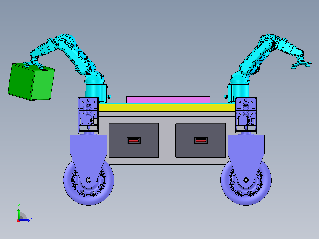 仓库货物搬运智能小车solidworks2022建模左视图