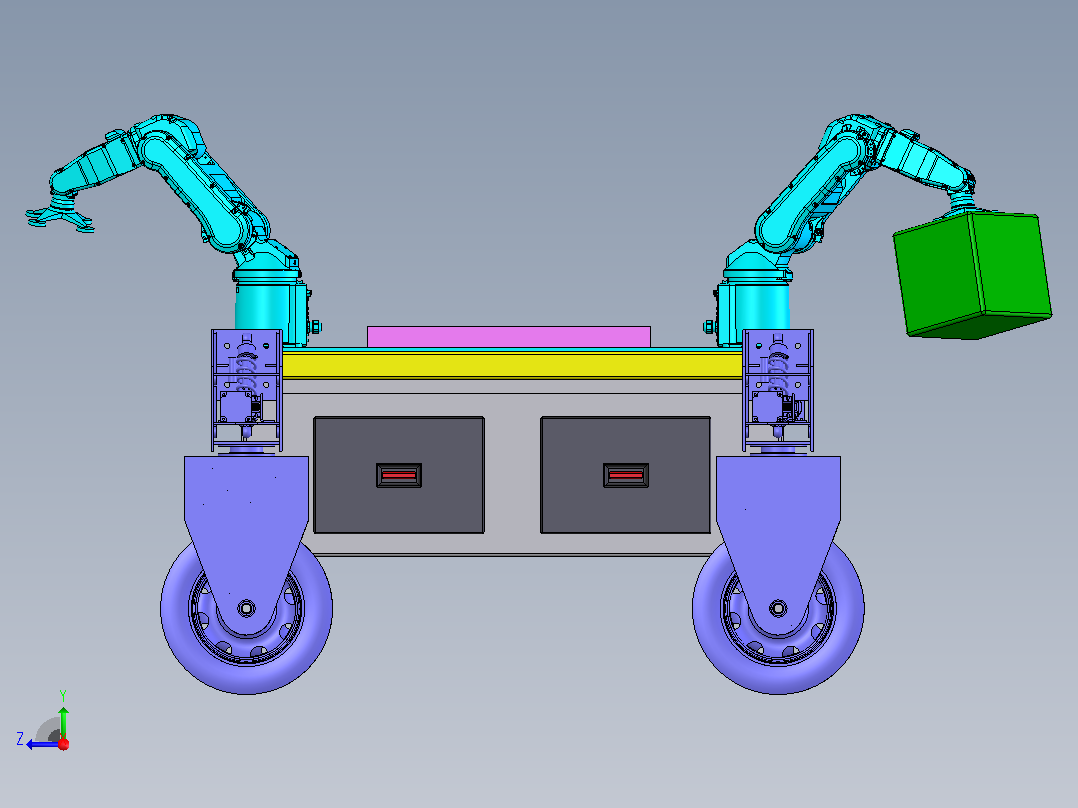 仓库货物搬运智能小车solidworks2022建模右视图