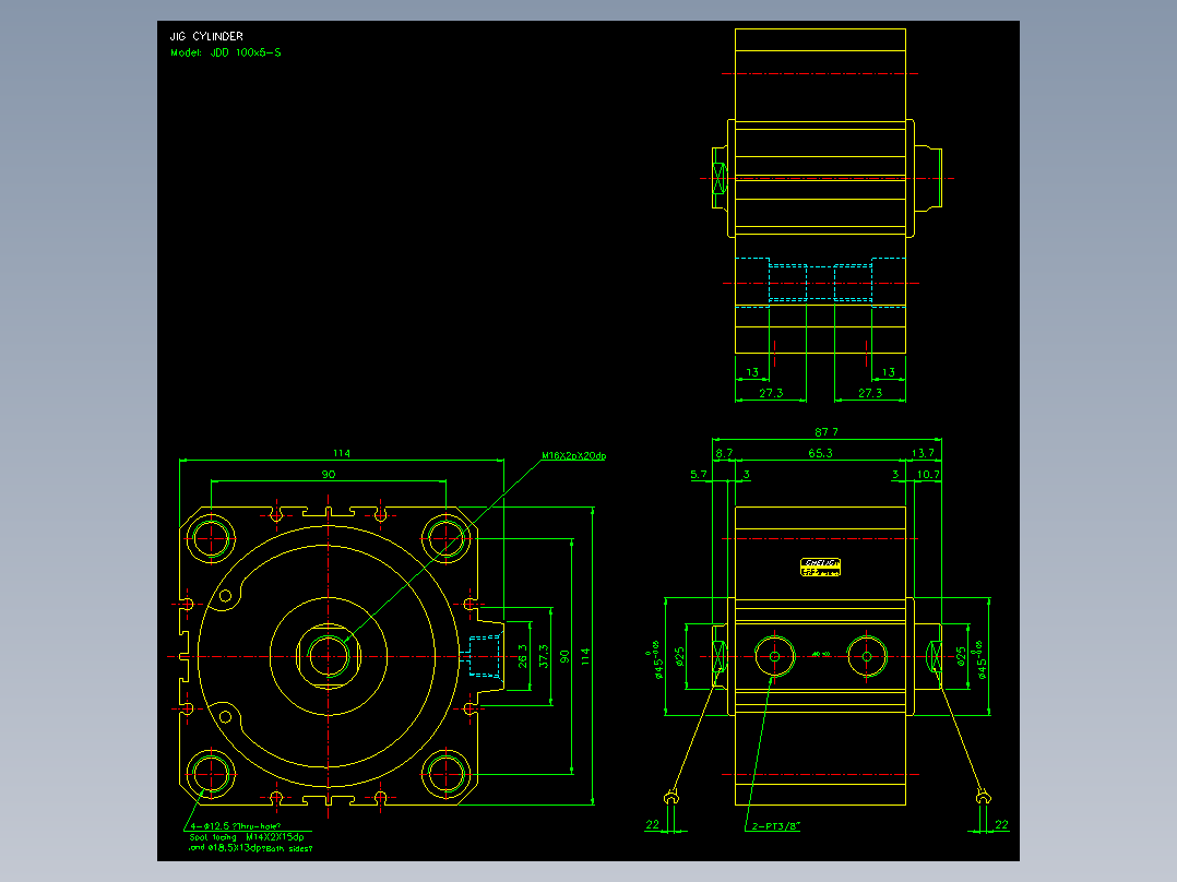 治具气缸2D-JDD100x5-S