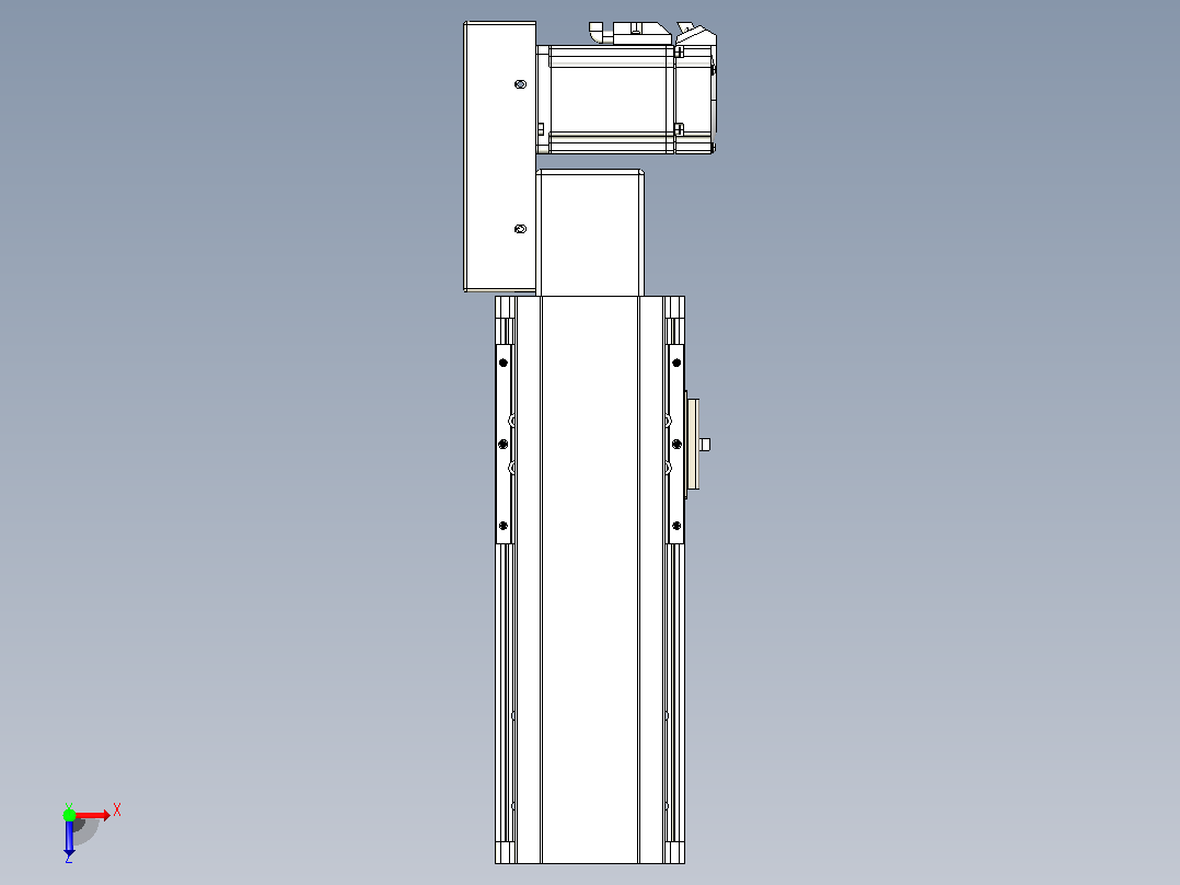 皮带直线轴半封闭可选导轨TPA-HNB-105D-90-L100-MR-Y-P20-N3俯视图