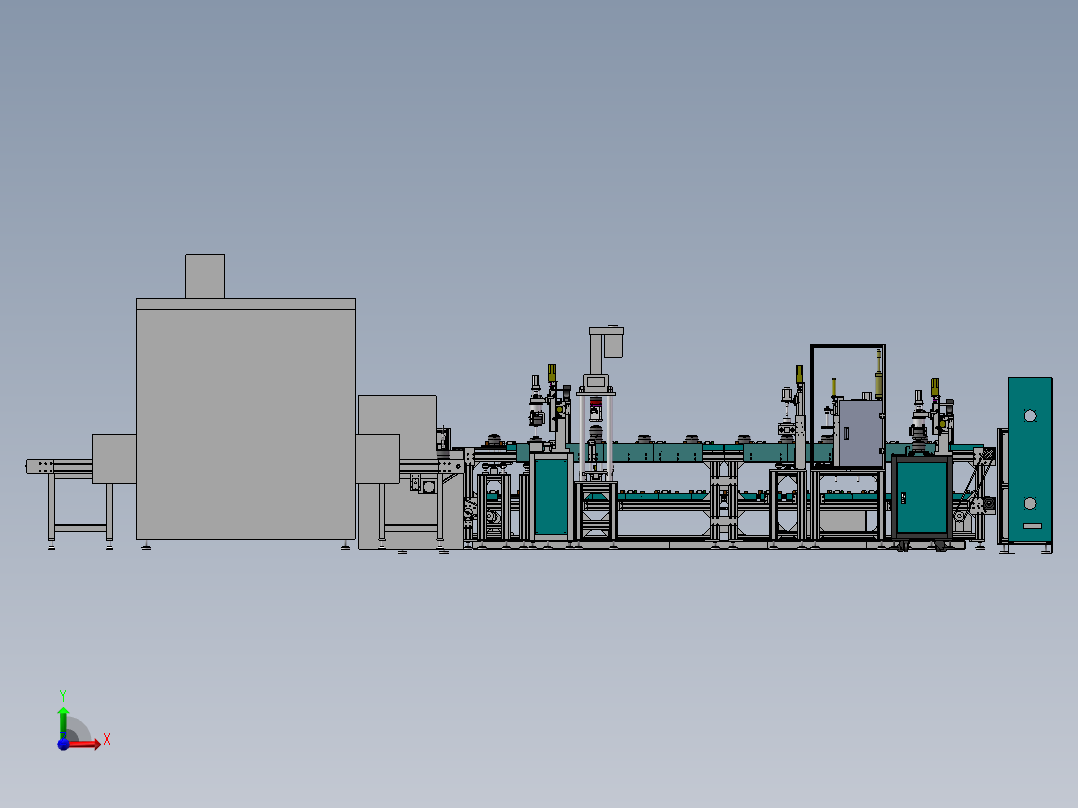 RP大功率塑封电机组装加工线自动化线体前视图