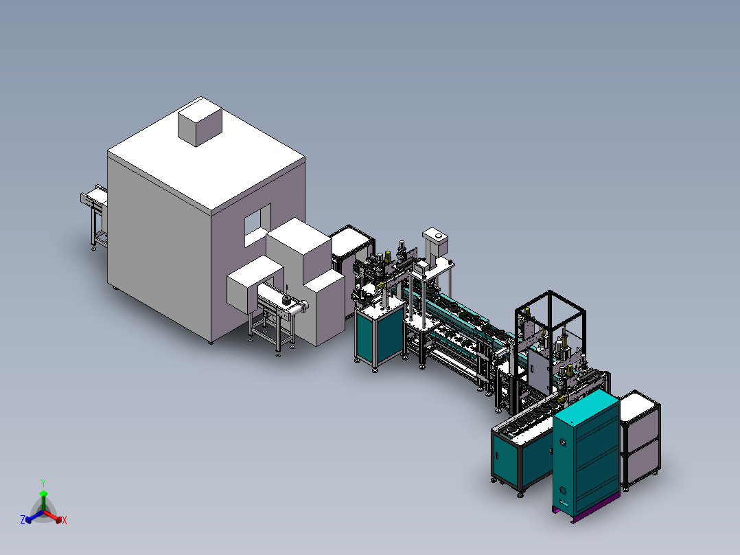 RP大功率塑封电机组装加工线自动化线体正等轴测图