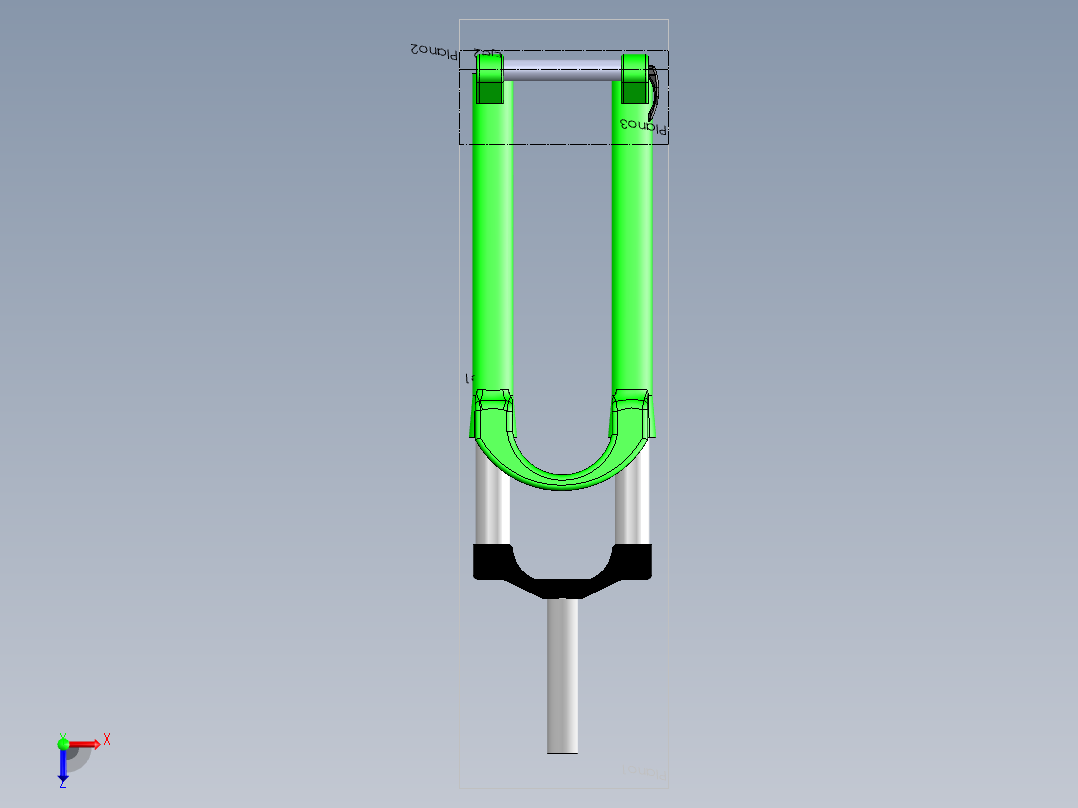 solidworks 4X 避震前叉设计俯视图