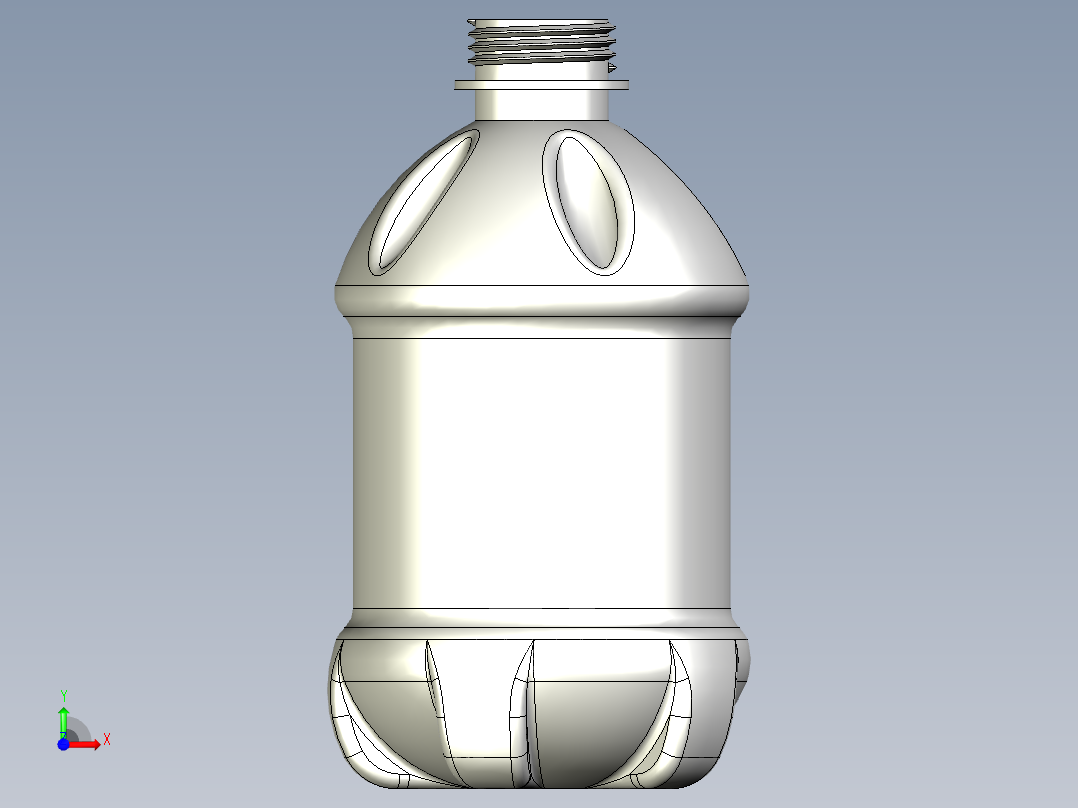 inventor矿泉水瓶模型前视图