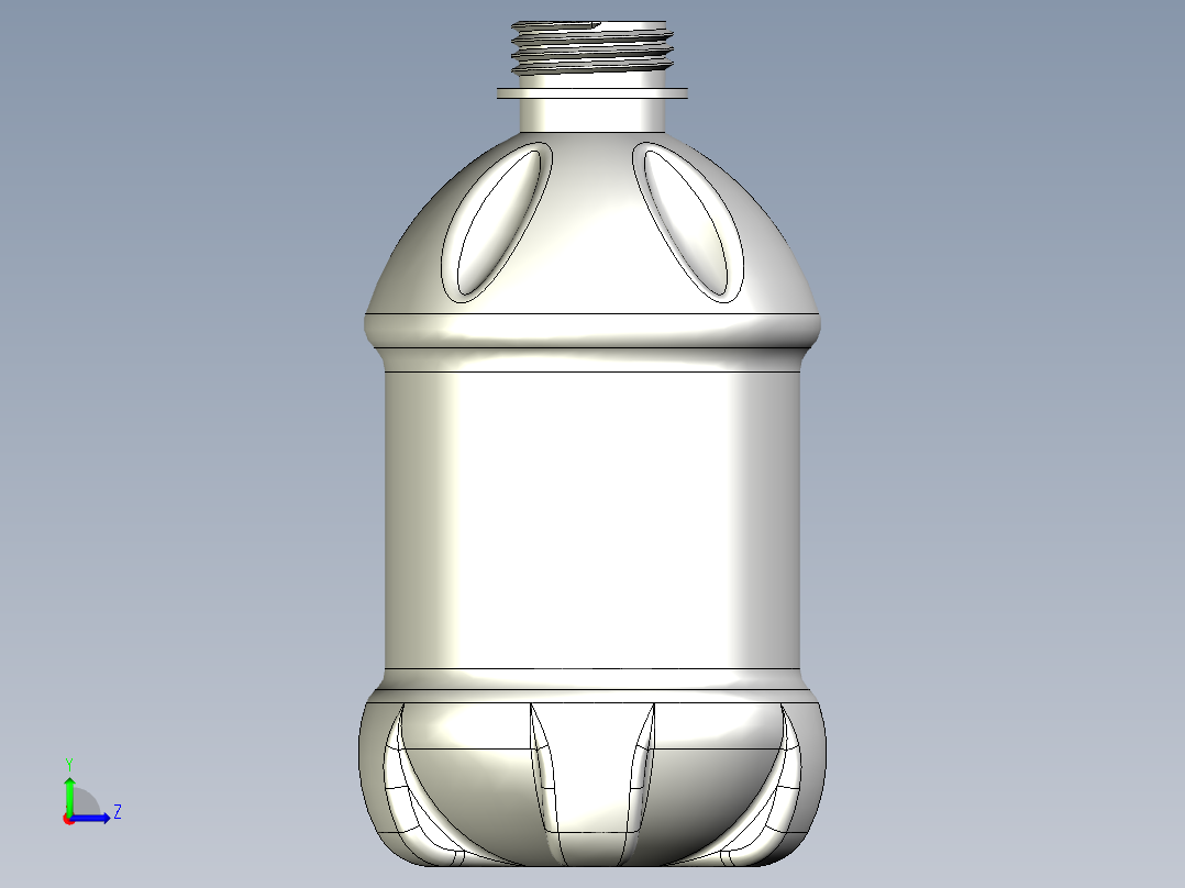 inventor矿泉水瓶模型左视图