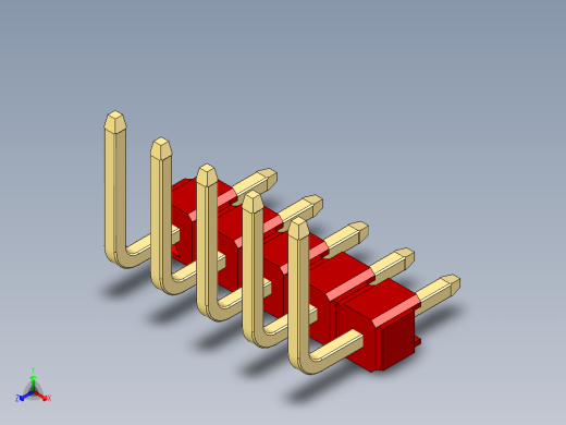 彩色公排针 100mil 2.54mm 系列-DS1022_red_05p_100mil_TypeU_rev1.0