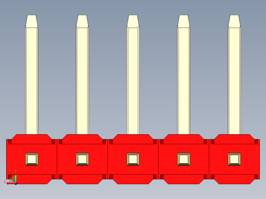 彩色公排针 100mil 2.54mm 系列-DS1022_red_05p_100mil_TypeU_rev1.0后视缩略图