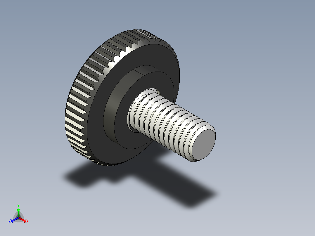 滚花旋钮-Knurled Knob 10-32x0.625x.375.STEP正等轴测图