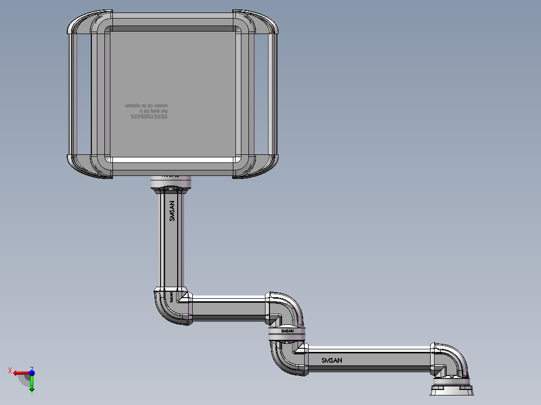 向上顶座+中间连接器+转角+箱体连接器+控制箱前视图