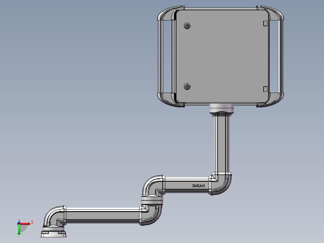 向上顶座+中间连接器+转角+箱体连接器+控制箱后视图