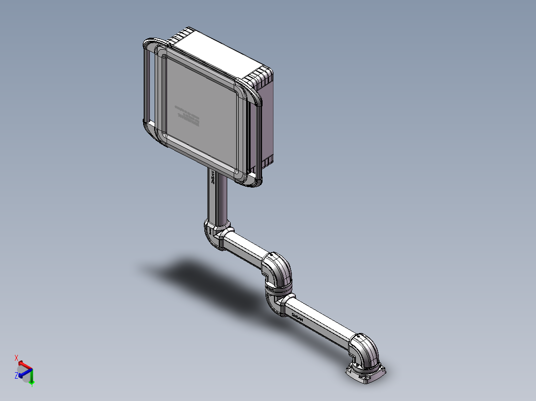 向上顶座+中间连接器+转角+箱体连接器+控制箱正等轴测图