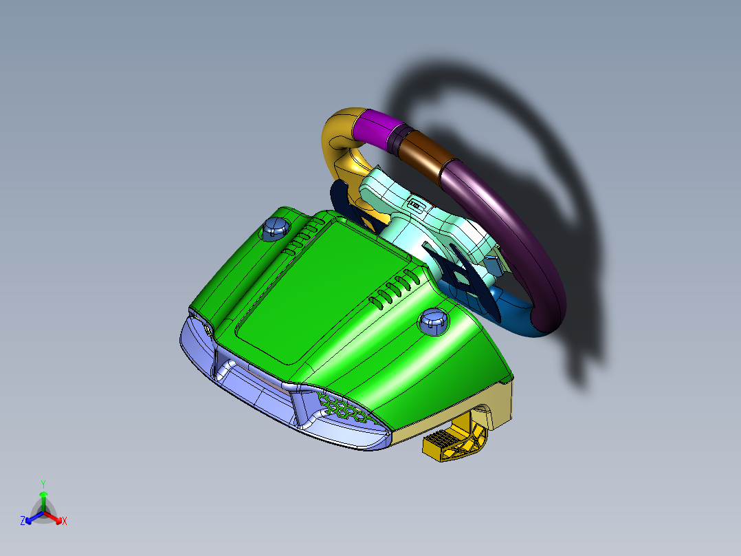 罗技G29力反馈游戏方向盘正等轴测图
