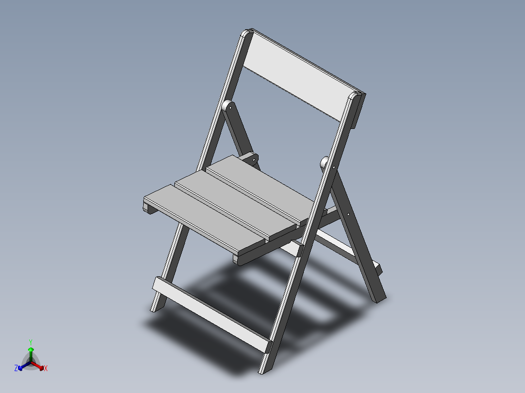 木制折叠椅子正等轴测图