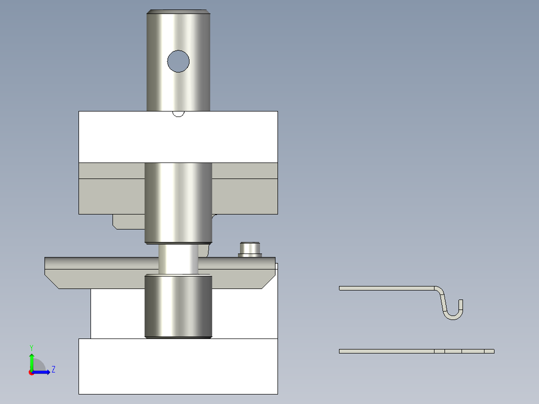 锁钩弯曲冲压模左视图