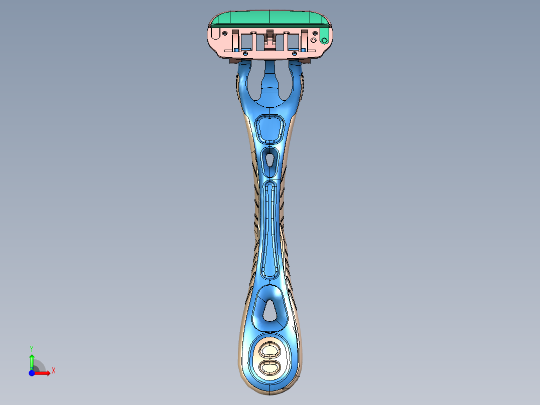 双色刮胡刀前视图
