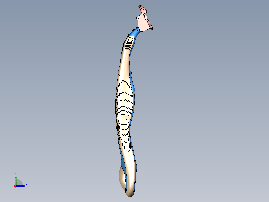 双色刮胡刀左视图