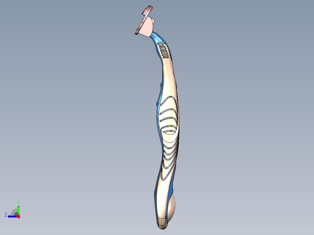 双色刮胡刀右视图