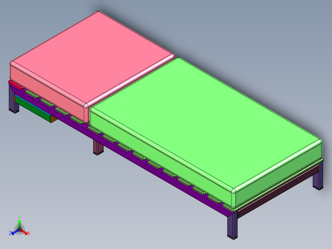 抬头折叠方管焊接床正等轴测图