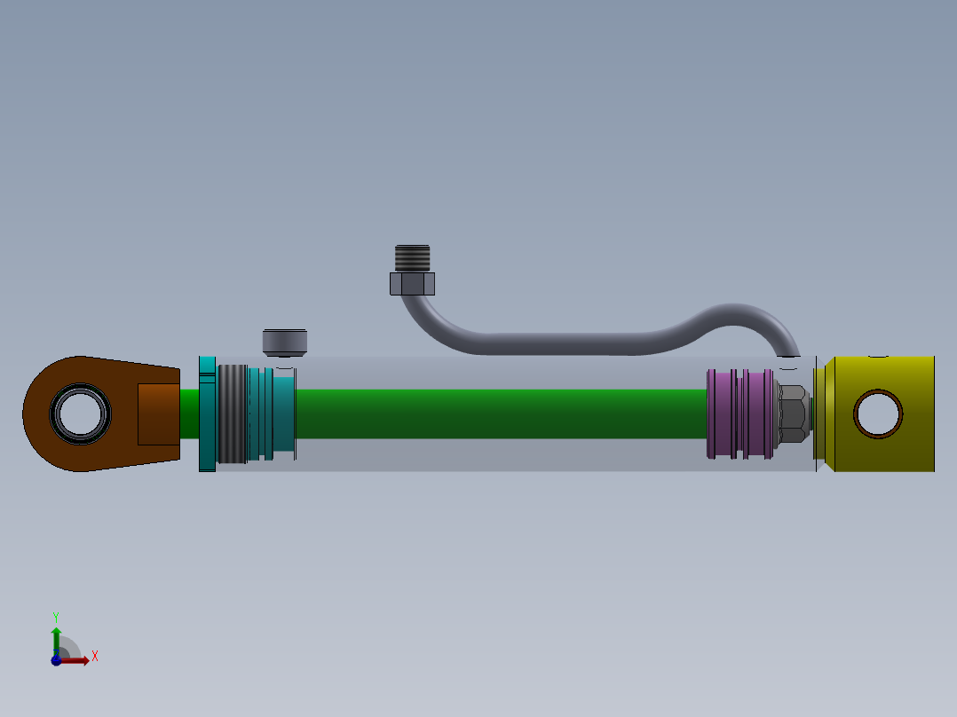焊接式液压缸（带特殊前、后安装孔）55x30x225 mm前视图