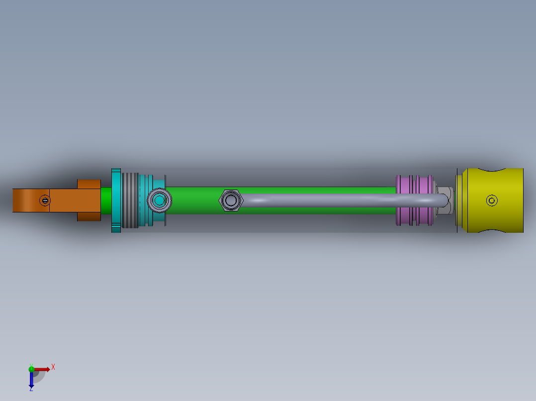 焊接式液压缸（带特殊前、后安装孔）55x30x225 mm俯视图