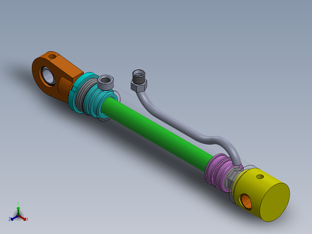焊接式液压缸（带特殊前、后安装孔）55x30x225 mm正等轴测图