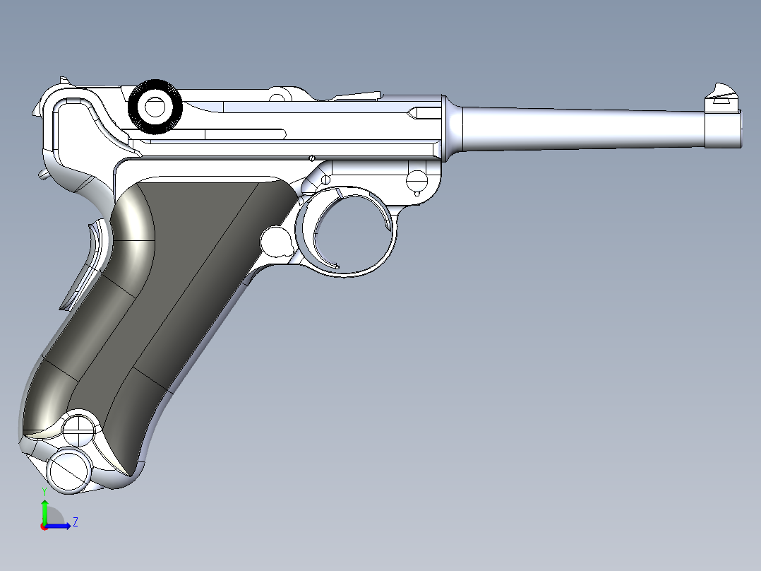 手枪左轮冲锋枪老式狙击步枪设计3D图纸luger-mod-1904-1 4 STP左视图