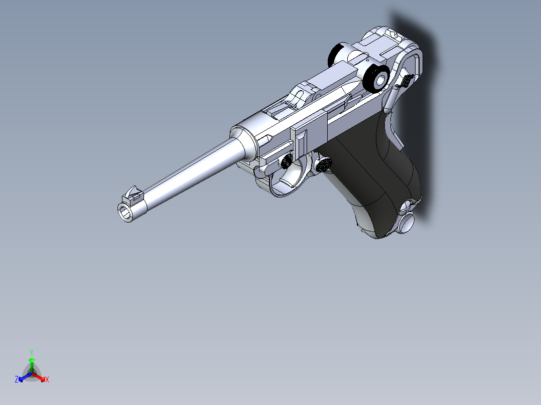 手枪左轮冲锋枪老式狙击步枪设计3D图纸luger-mod-1904-1 4 STP正等轴测图