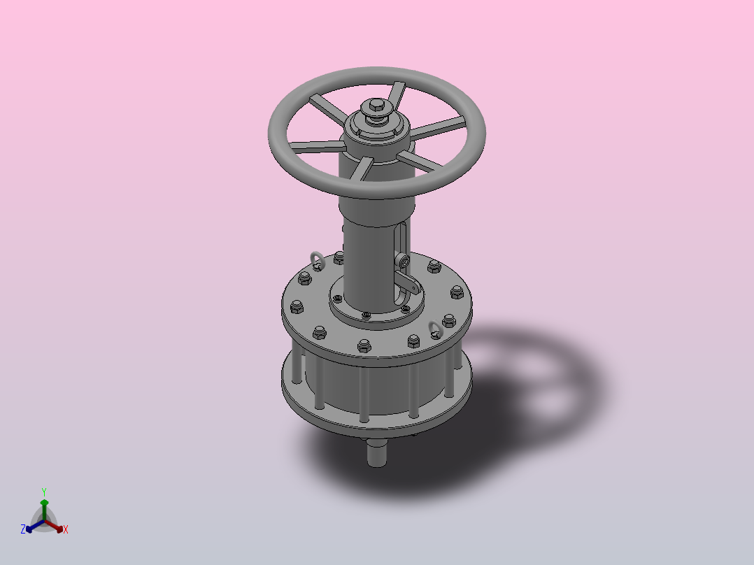 双作用执行机构-TM1简易顶装手轮机构[ZH160DA-1P]正等轴测图