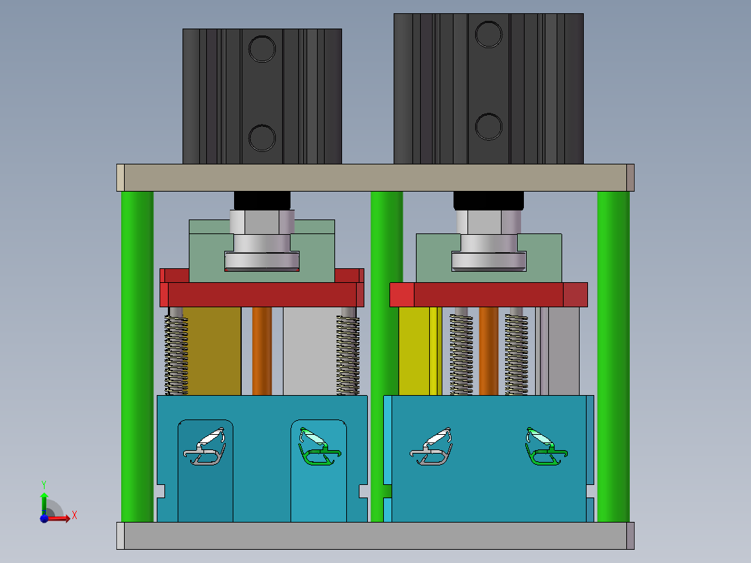 2ZY 外挡水组合冲切工装sw18可编辑前视图