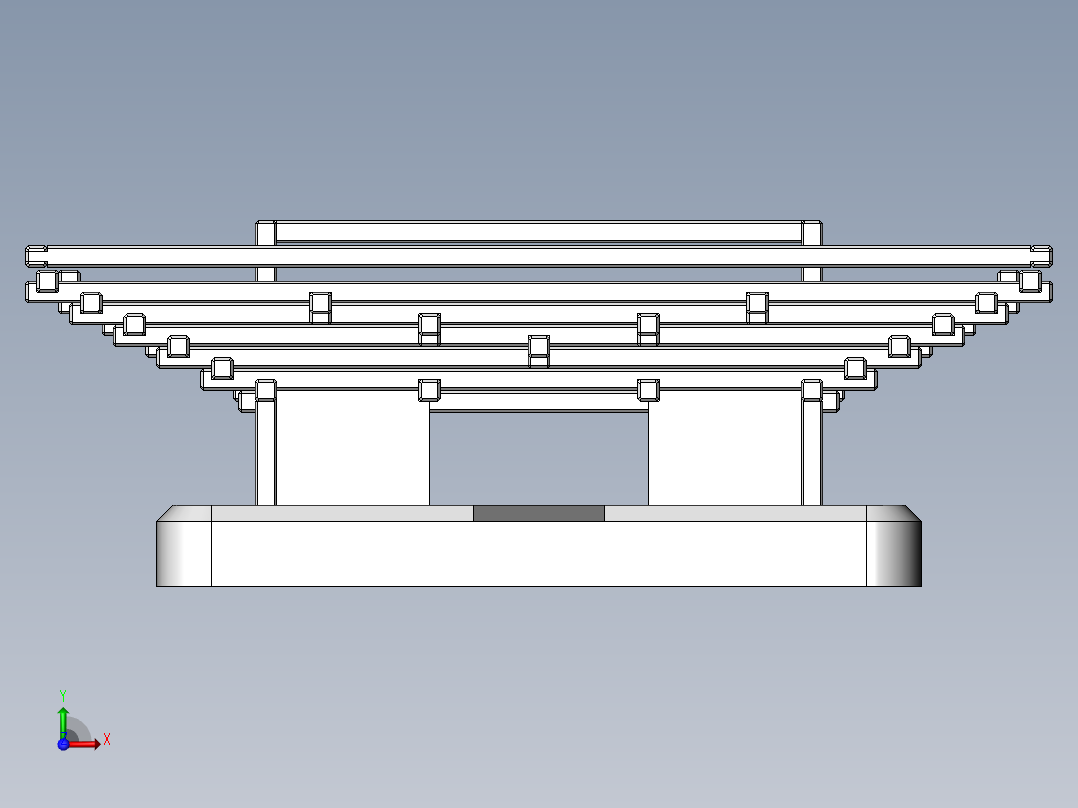 Pagoda宝塔支架结构3D图纸 Solidworks设计前视图