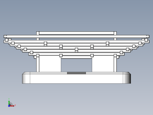 Pagoda宝塔支架结构3D图纸 Solidworks设计前视缩略图