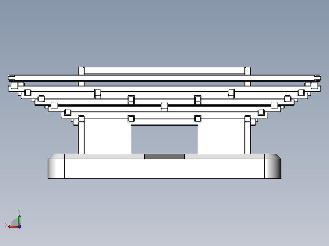 Pagoda宝塔支架结构3D图纸 Solidworks设计后视图