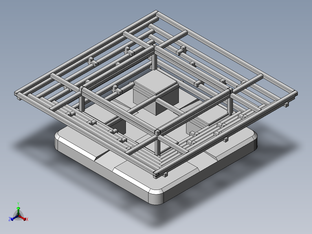 Pagoda宝塔支架结构3D图纸 Solidworks设计正等轴测图