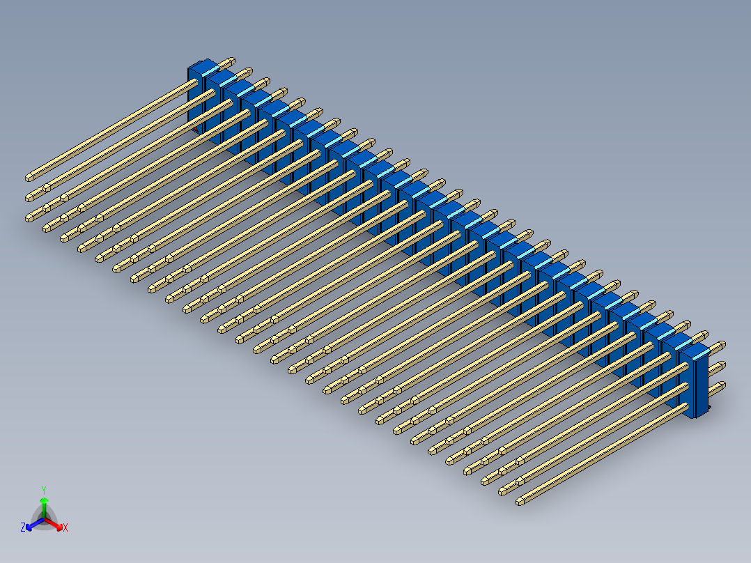 彩色公头100mil（2.54mm）系列-DS1021_blue_3x29p_100mil_Type43_rev1.0主视图