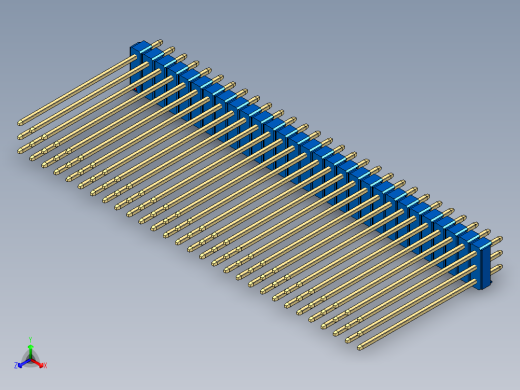 彩色公头100mil（2.54mm）系列-DS1021_blue_3x29p_100mil_Type43_rev1.0正等轴测缩略图