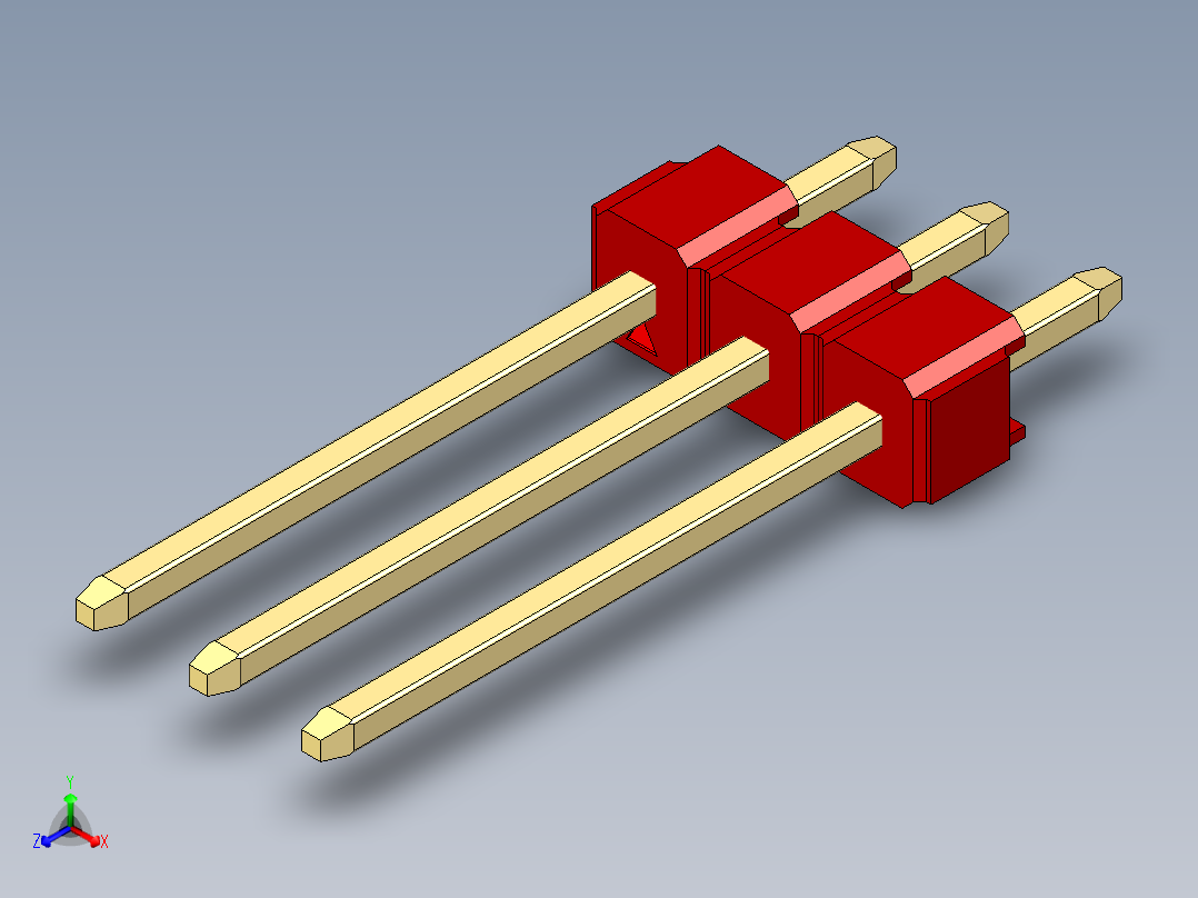 彩色公头100mil（2.54mm）系列-DS1021_red_1x03p_100mil_Type5_rev1.0主视图