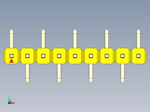 彩色公排针 100mil 2.54mm 系列-DS1022_yellow_09p_100mil_Type_SMT_R1_rev1.0前视缩略图