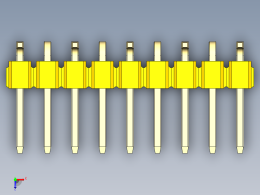 彩色公排针 100mil 2.54mm 系列-DS1022_yellow_09p_100mil_Type_SMT_R1_rev1.0俯视缩略图