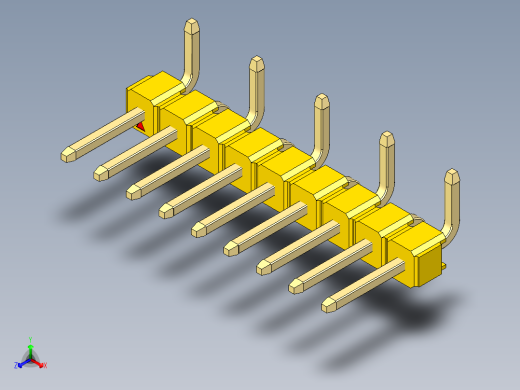 彩色公排针 100mil 2.54mm 系列-DS1022_yellow_09p_100mil_Type_SMT_R1_rev1.0正等轴测缩略图