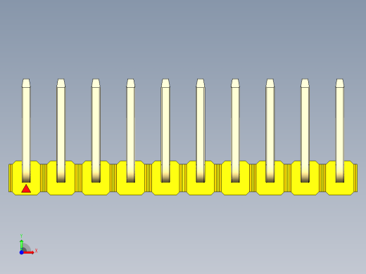 彩色公排针 100mil 2.54mm 系列-DS1022_yellow_10p_100mil_TypeU_rev1.0前视缩略图