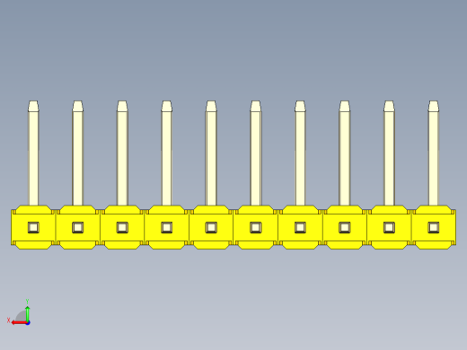彩色公排针 100mil 2.54mm 系列-DS1022_yellow_10p_100mil_TypeU_rev1.0后视缩略图