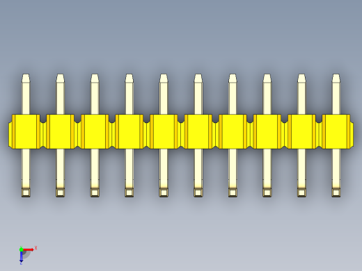 彩色公排针 100mil 2.54mm 系列-DS1022_yellow_10p_100mil_TypeU_rev1.0俯视缩略图