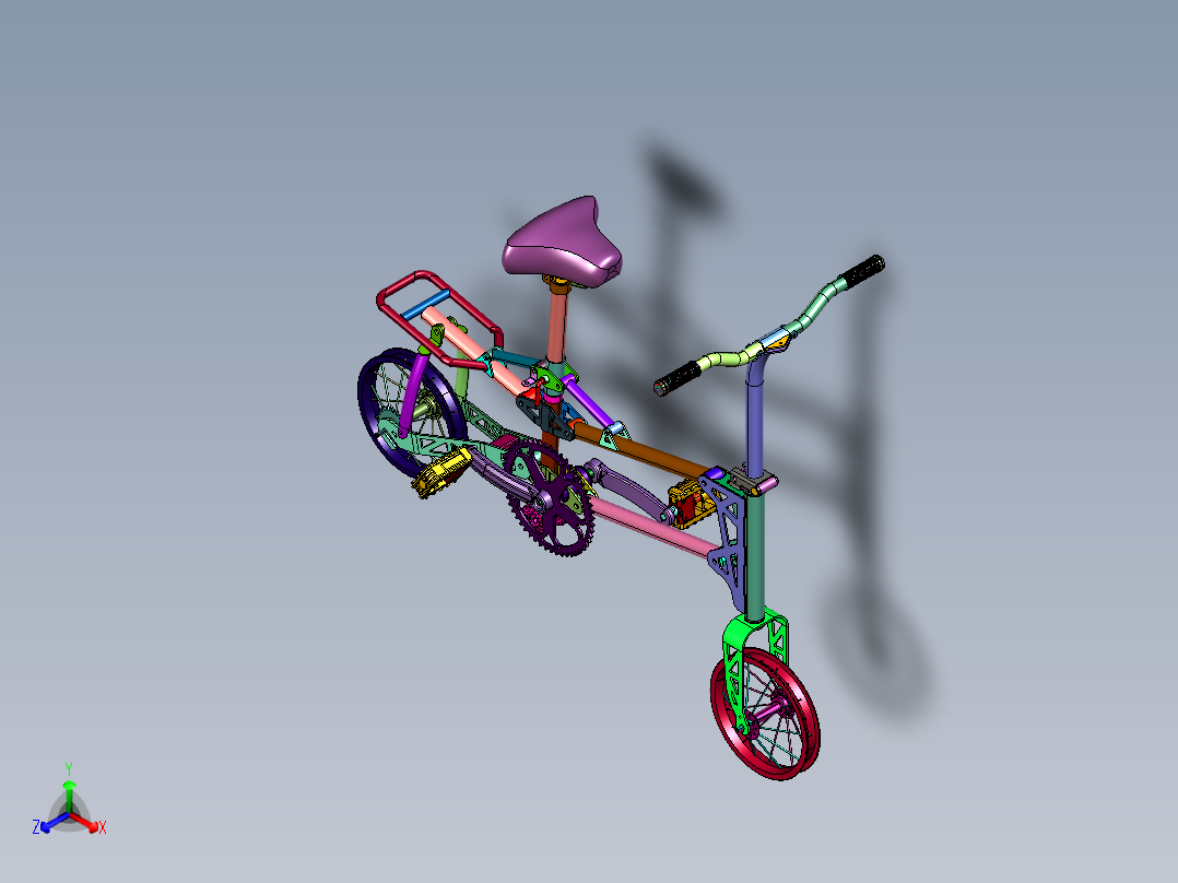 折叠超轻便携铝合金自行车正等轴测图