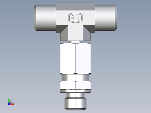 卡套式工业通用硬管接头EO_Assembled_adjustable_standpipe_branch_tee_EVT06LMOMD71前视缩略图