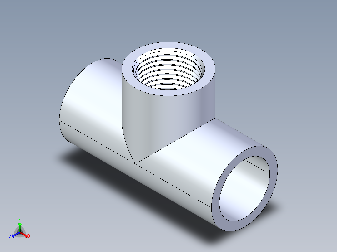 聚氯乙烯配件03-Sch80_Tee_SxSxFPT_802-007_0.75in正等轴测图