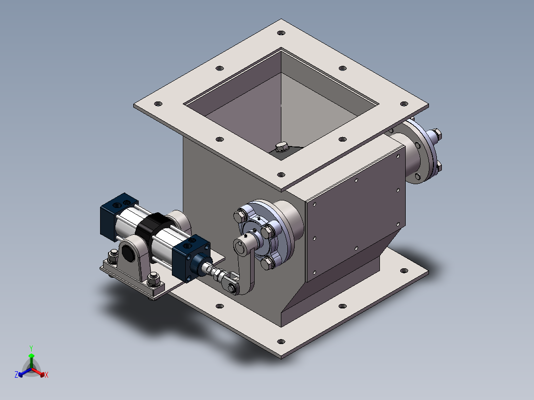 200翻板阀三维正等轴测图
