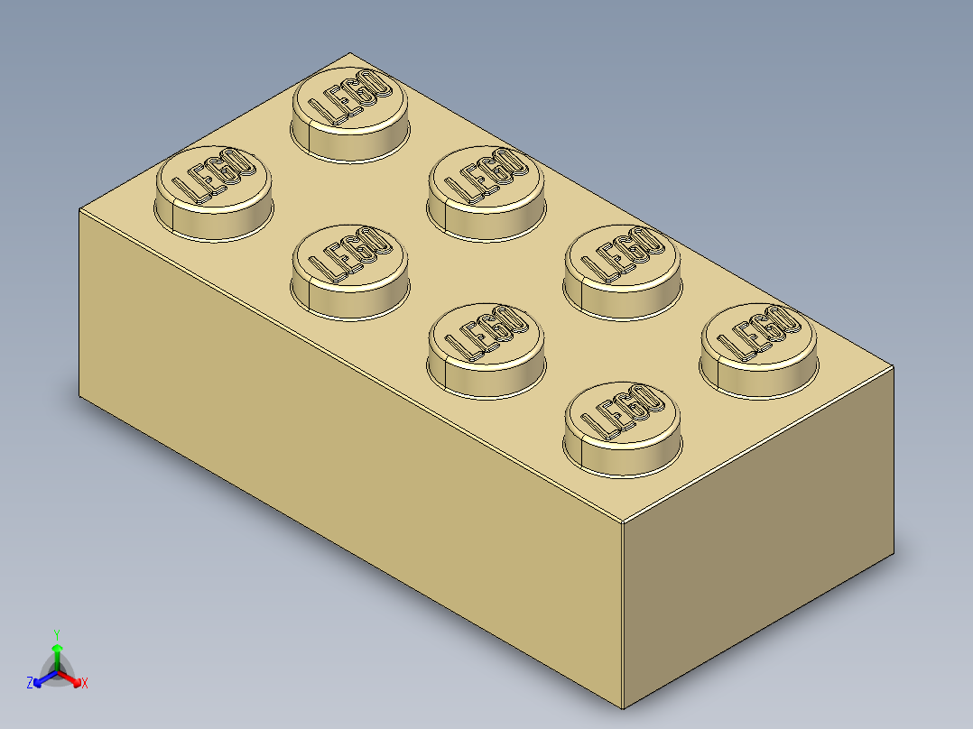 乐高套装 4421基本积木-4114319 - 3001 Tan Brick 2 x 4.STEP正等轴测图