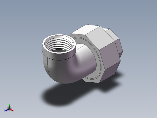 活接-90°等径内丝弯头 DN15正等轴测缩略图